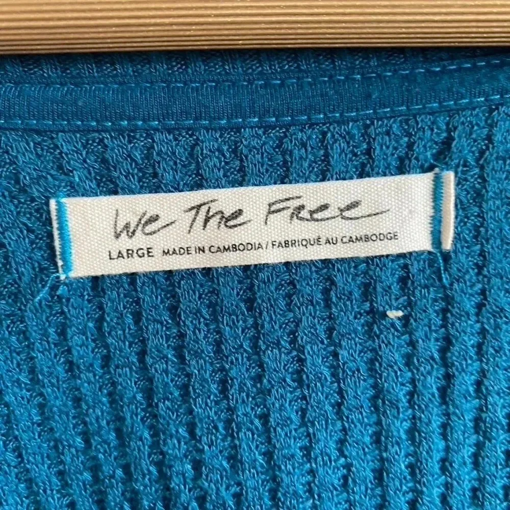 Free People Teal V Neck Thermal Top